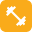 White dumbbell icon on an orange background