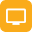 White TV screen icon on an orange background