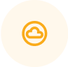Orange cloud icon in a circle, symbolising cloud computing