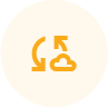 Orange icon of a cloud with circular sync arrows, symbolising cloud synchronisation